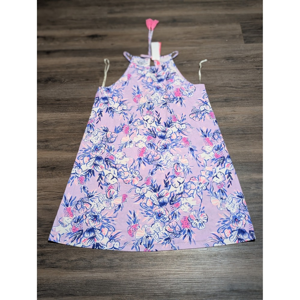 Lilly Pulitzer Margot Dress Light Lilac Trunks In The Air Halter‎ Tassel New M